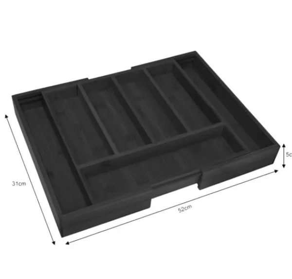 Opbevaringssystem Til Køkkenskuffer>Organiseringsindsats til bestikskuffe, udtrækbar 52/31x31cm KINGHOFF KH-1745