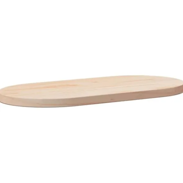 Skærebrætter>Oval bordplade i massivt fyrretræ - Perfekt til diverse borde | Størrelse: 80x40x2,5 cm