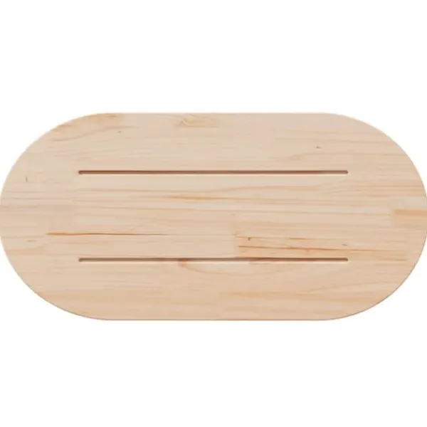 Skærebrætter>Oval bordplade i massivt fyrretræ - Perfekt til diverse borde | Størrelse: 80x40x2,5 cm