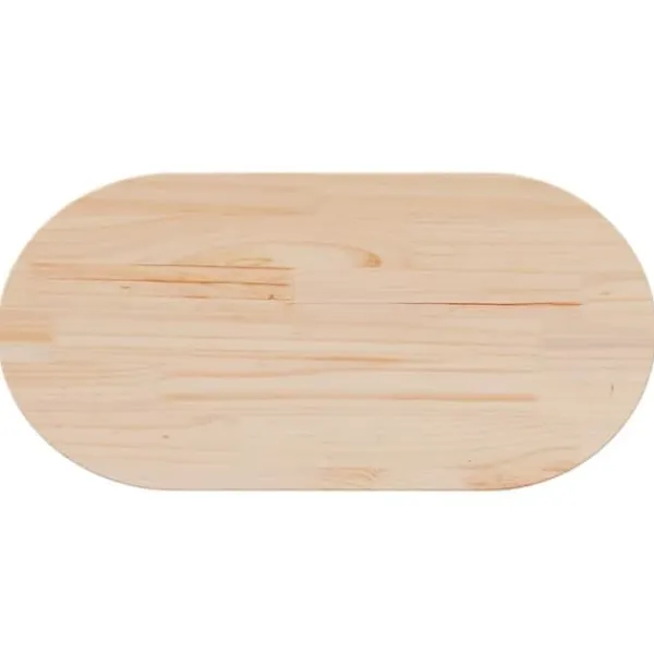 Skærebrætter>Oval bordplade i massivt fyrretræ - Perfekt til diverse borde | Størrelse: 80x40x2,5 cm
