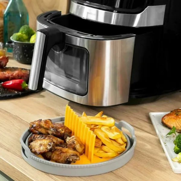 Pack Varmluftsfrituregryde og Sammenklappelig silikonekurv InnovaGoods Discount
