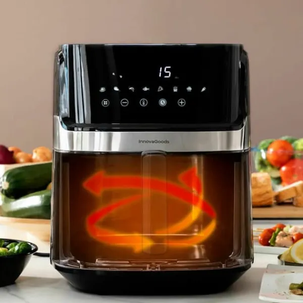 Pack Varmluftsfrituregryde og Sammenklappelig silikonekurv InnovaGoods Discount