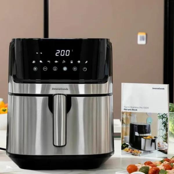 Pack Varmluftsfrituregryde og Sammenklappelig silikonekurv InnovaGoods Discount