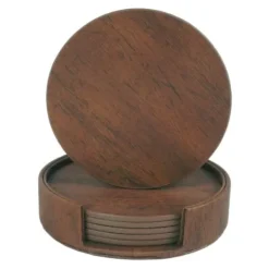 Bordskånere Til Glas>6-pack-vending Glas Basing Walnut PU med Holder Brown