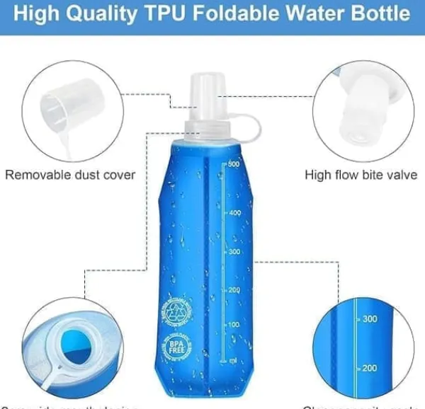 Beholdere Til Mad & Drikkevarer>2-Pak, OBOSOE SOFT FLASK 500 ML, blød vandflaske til hydreringsvest