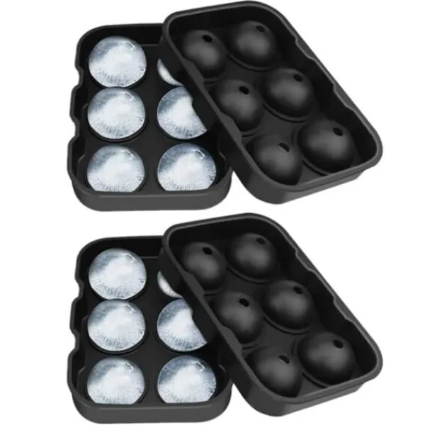 2-pakke 6 runde isterninger silikone isform iskugler New