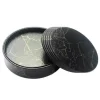 6-pakke reversible glasbaser sort marmor PU med indehaver Best