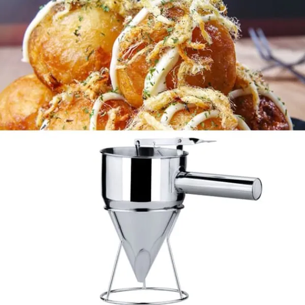 Pandekagedejdispensertragt med stor kapacitet i rustfrit stål med håndtag Outlet