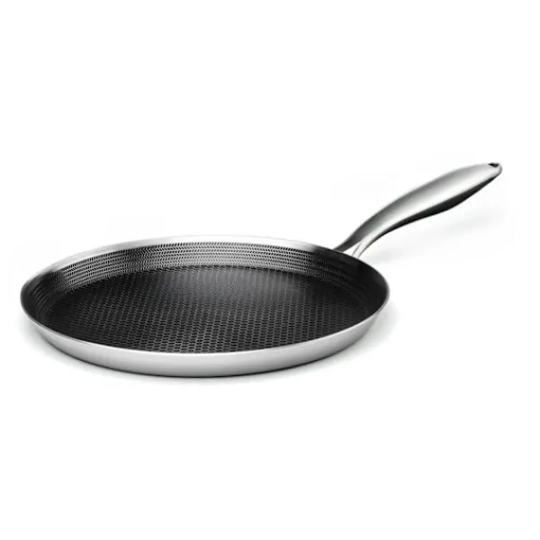 Gryder, Stegepander Og Kasseroller>Pandekagepande i rustfrit stål med slip-let-belægning, 28 cm, induktionssikker