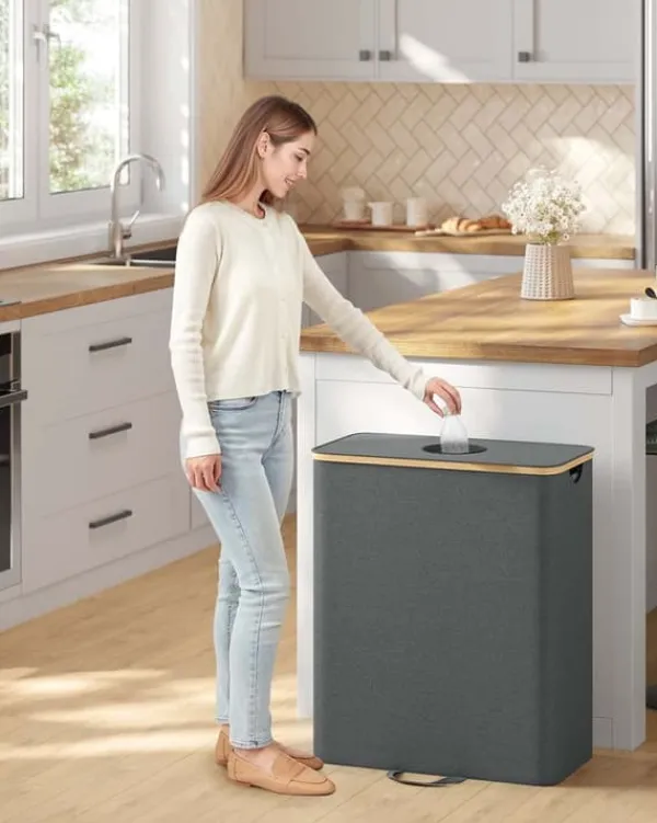 Affaldssorteringsspande>Pantflaskeopsamlingsbeholder – 135 L – Skifergrå-naturlig beige