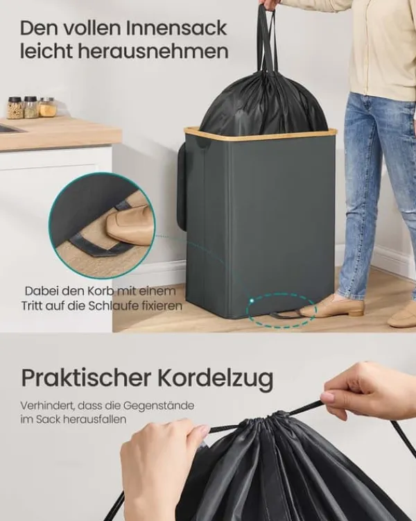 Affaldssorteringsspande>Pantflaskeopsamlingsbeholder – 135 L – Skifergrå-naturlig beige