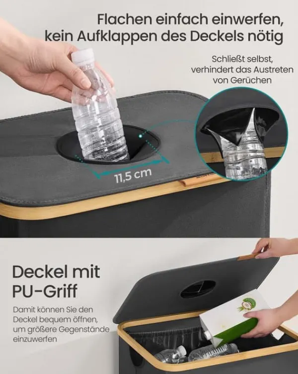 Affaldssorteringsspande>Pantflaskeopsamlingsbeholder – 135 L – Skifergrå-naturlig beige