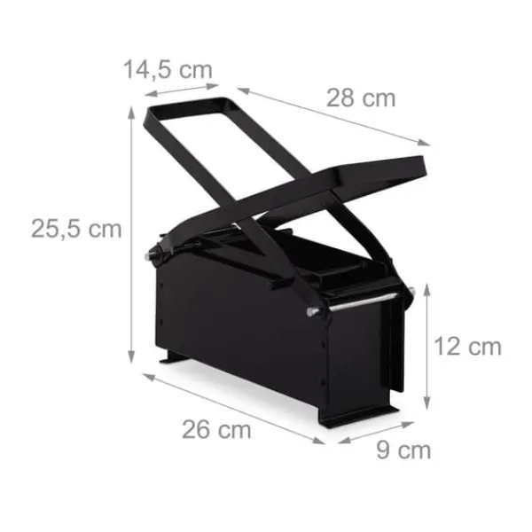 Papirbriketpresse, 25,5x28x14,5 cm, Sort