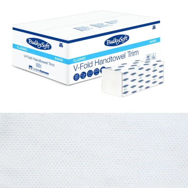 Aftørringspapir>Papirhåndklæder i ark, korte, 21x21 cm, foldet, ZZ V-FOLD, 3150 stk., hvide, 2 lag