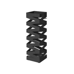 Opbevaringskroge & Hylder>Paraplyholder - metal - firkant - 4 kroge - med aftagelig vandopsamlingsboks - 15,5 x 15,5 x 49 cm - sort