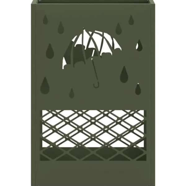 Opbevaringskroge & Hylder>Parasolfod med opbevaring i metal - Stål | Farve: Olivengrøn | Størrelse: 28 x 12 x 41 cm
