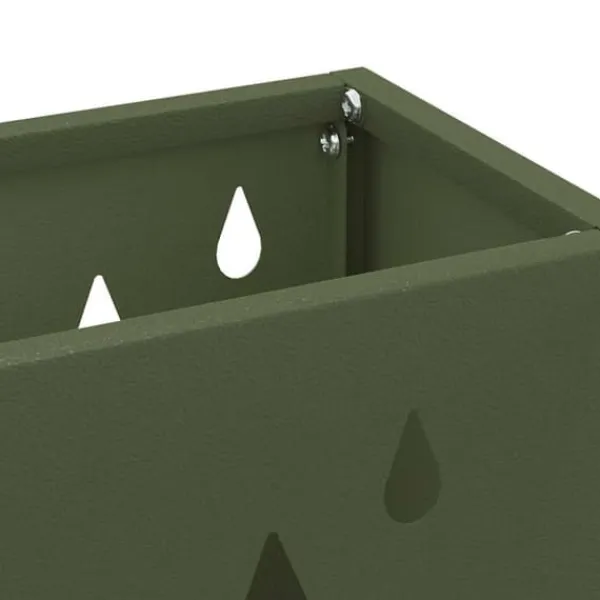 Opbevaringskroge & Hylder>Parasolfod med opbevaring i metal - Stål | Farve: Olivengrøn | Størrelse: 28 x 12 x 41 cm
