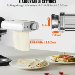 Pasta-tilbehør til KitchenAid, 3-i-1 rustfrit stål sæt med pastarulle, spaghetti og fettuccine cutter. Justerbar tykkelse. Online