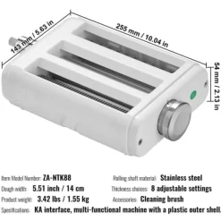 Pasta-tilbehør til KitchenAid, 3-i-1 rustfrit stål sæt med pastarulle, spaghetti og fettuccine cutter. Justerbar tykkelse. Online