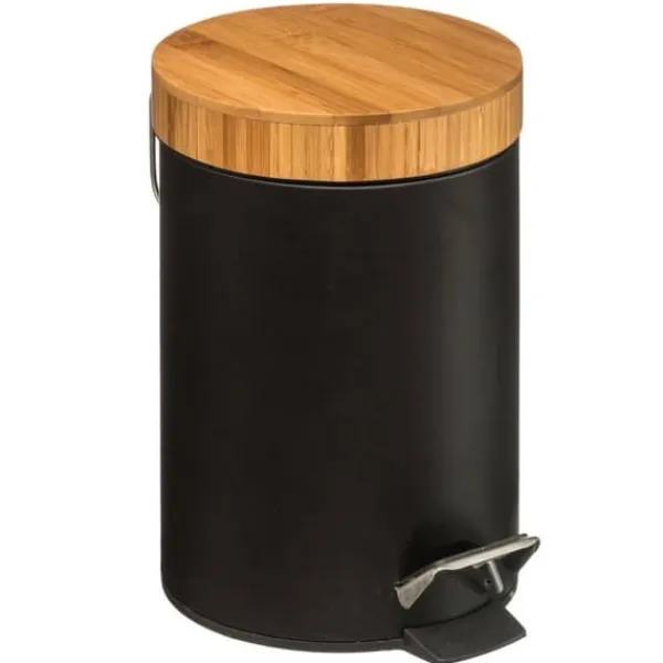 Pedalspand, Bambus / Metal, 3 L - Sort Hot