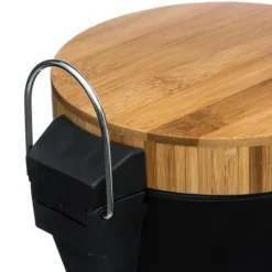 Pedalspand, Bambus / Metal, 3 L - Sort Hot