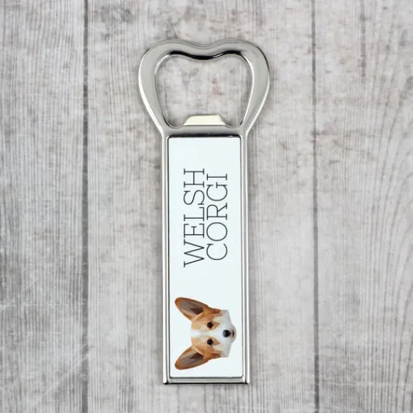 Pembroke Welsh Corgi - flaskeåbner med foto og inskription til Art-Dog øl