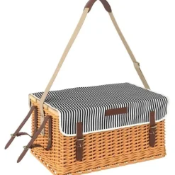 Beholdere Til Mad & Drikkevarer>Picnickurv i pil til 4, tæppe & bestik, flaskeåbner & bord, komplet sæt, lysebrun
