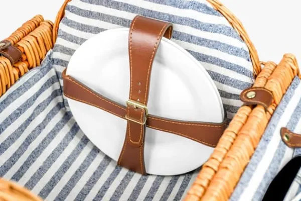 Viking Choice Picnickurv rund med 2-personers service + tæppe – Håndlavet