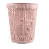 Pink rund imiteret rattan papirkurv - Lågløs affaldsspand til hjemmet Discount