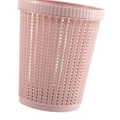 Pink rund imiteret rattan papirkurv - Lågløs affaldsspand til hjemmet Discount