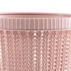 Pink rund imiteret rattan papirkurv - Lågløs affaldsspand til hjemmet Discount