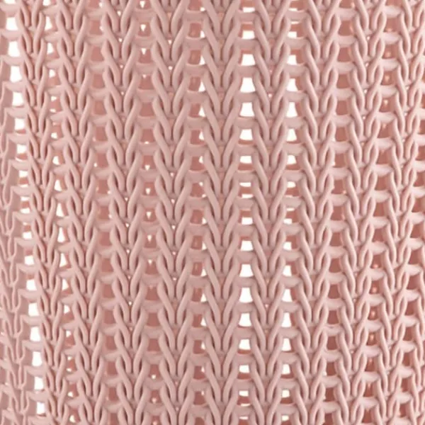 Pink rund imiteret rattan papirkurv - Lågløs affaldsspand til hjemmet Discount
