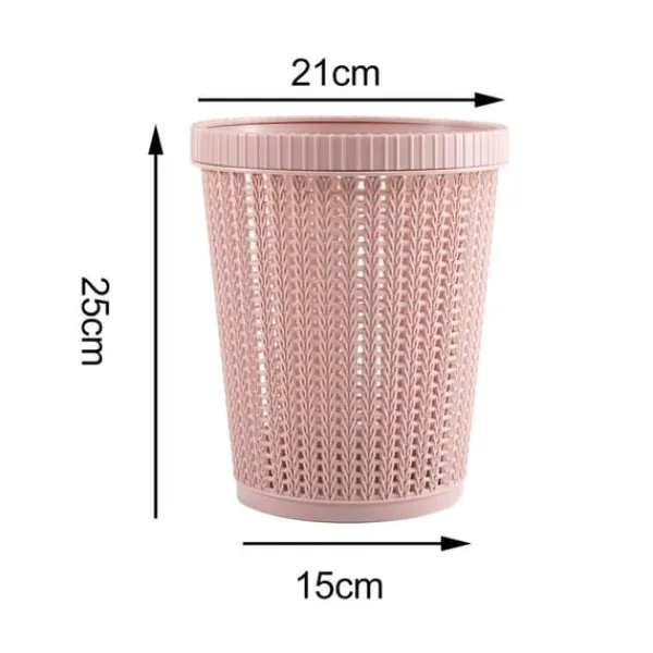 Pink rund imiteret rattan papirkurv - Lågløs affaldsspand til hjemmet Discount