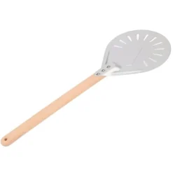 Pizzabageværktøjssæt - Rund pizzaspatel med aftageligt træhåndtag (23 cm) Best