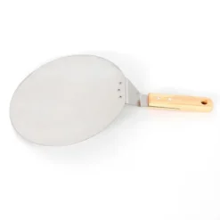 Pizzaspade - Bagespade - Rund - Rustfrit stål - Til pizza, tærter og kager - Sølv