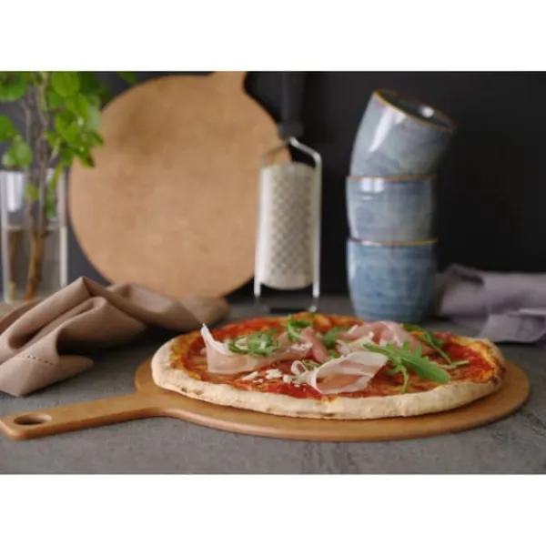 Skærebrætter>Pizzaspatelbræt til servering udskærende, rund, diameter. 305 mm - Hendi 505533