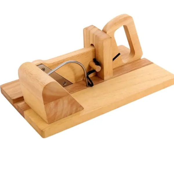 Kødskivere>Pølseskærer - Manuel mad- og pølseskærer - 17 cm klinge i 420 rustfrit stål - Base i gummitræ - Til kød, grøntsager, frugt