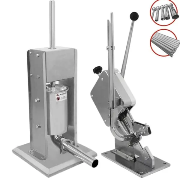 Madkværne & Kødhakker>Pølsestopper og pølseskærer Lodret maskine - 5 L kødfyldemaskinesæt 5 størrelser Pølsehorn Forsegling Slagteri Supermarked 2000 U-formede klemmer