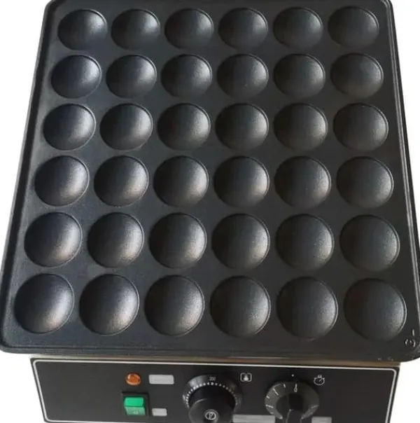 Poffertjes-/Minipandekagejern - Elektrisk Bordmodel - 36 Huller - Støbejern Med Non-stick Belægning - 1 kW - Termostat 50–300 °C - Til Hjem & Café Clearance