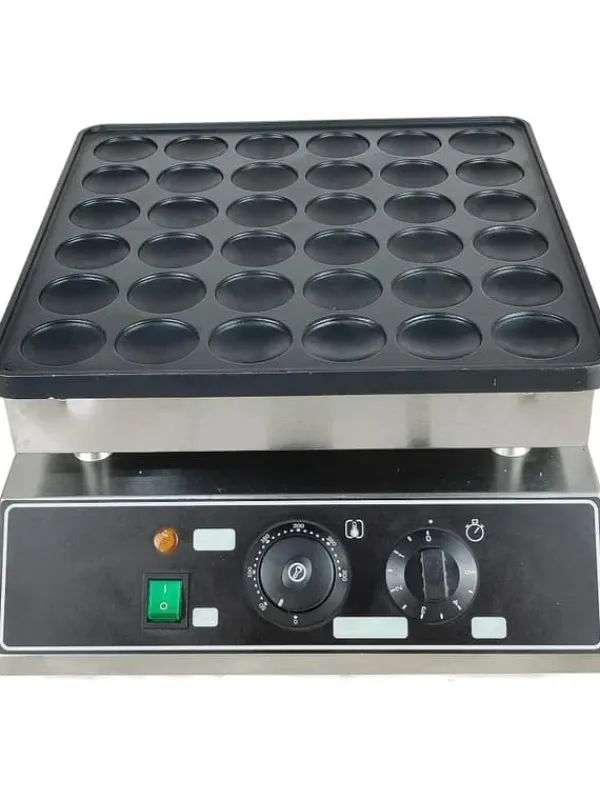 Poffertjes-/Minipandekagejern - Elektrisk Bordmodel - 36 Huller - Støbejern Med Non-stick Belægning - 1 kW - Termostat 50–300 °C - Til Hjem & Café Clearance