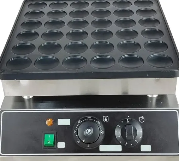 Poffertjes-/Minipandekagejern - Elektrisk Bordmodel - 36 Huller - Støbejern Med Non-stick Belægning - 1 kW - Termostat 50–300 °C - Til Hjem & Café Clearance