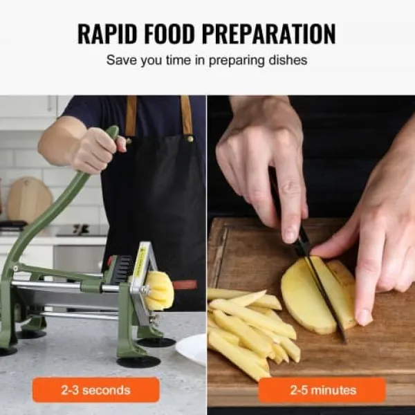 Pommes Frites Skærer, 1,3 cm rustfrit stål klinge, grøn, manuel grøntsagsskærer Hot