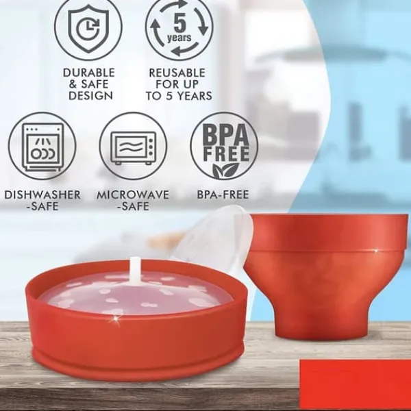 Popcornmaskiner>Popcorn Maker Skål - Lav popcorn i mikrobølgeovnen - Rød