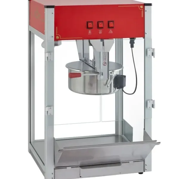 Popcornmaskiner>Popcorn Popper Maskine, 1440W Bordplade Popcorn Maker, 12 oz, 80 kopper, Rød, hurtig opvarmning, perfekt til fester.