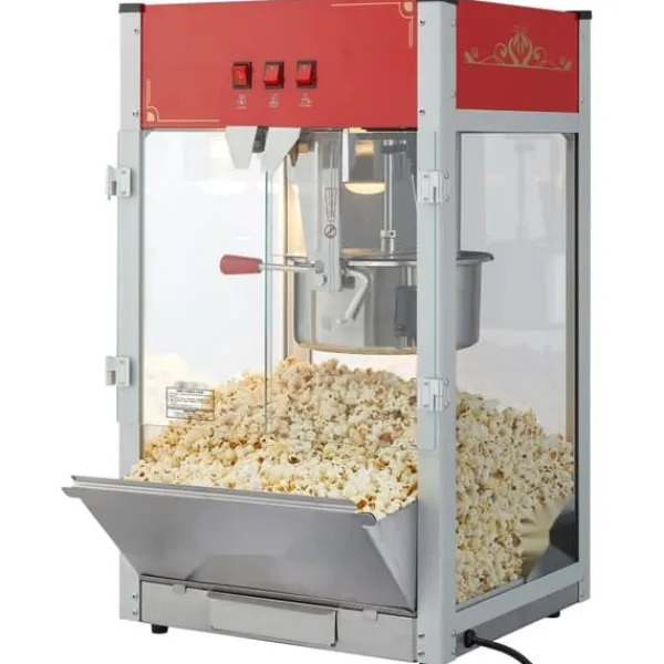 Popcornmaskiner>Popcorn Popper Maskine, 1440W Bordplade Popcorn Maker, 12 oz, 80 kopper, Rød, hurtig opvarmning, perfekt til fester.