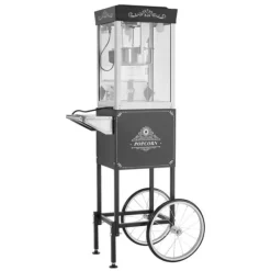 Popcornmaskine med Vogn, Rustfrit Stål Elkedel, 800W, 48 Kopper/Portion, 2-Knaps, Glasvæg, Pc-Dør, Sort Outlet
