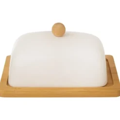 PORCELÆN BAMBUS SMØRFAD, HVID Clearance