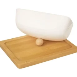 PORCELÆN BAMBUS SMØRFAD, HVID Clearance
