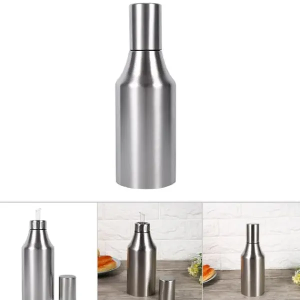 Praktisk Rustfri Stål Oliedåse med Dryp-Eddike Dispenser Køkkenartikler (1000ml) Sale