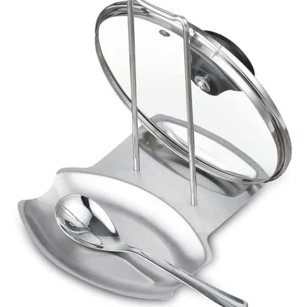 Skeholder>Praktisk skeholder og grydelågsholder Redskabsholder Rustfrit stål Grydedæksel Låghylde Stativ Skeholder